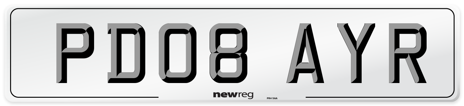 PD08 AYR Number Plate from New Reg